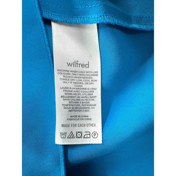 Aritzia Wilfred Minthe Dress XS Tropic Blue Midi Slip V-Neck Matte Satin Drapey - Picture 9 of 14